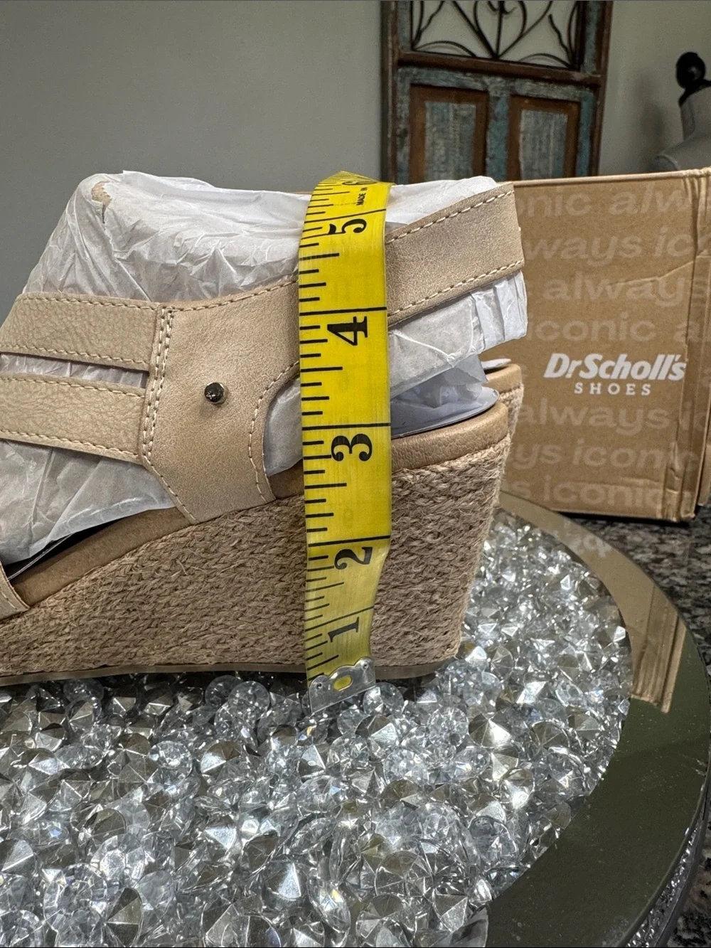 Dr. Scholl's Everlasting leather tan Woven Espadrille Wedge Sandals NEW 8